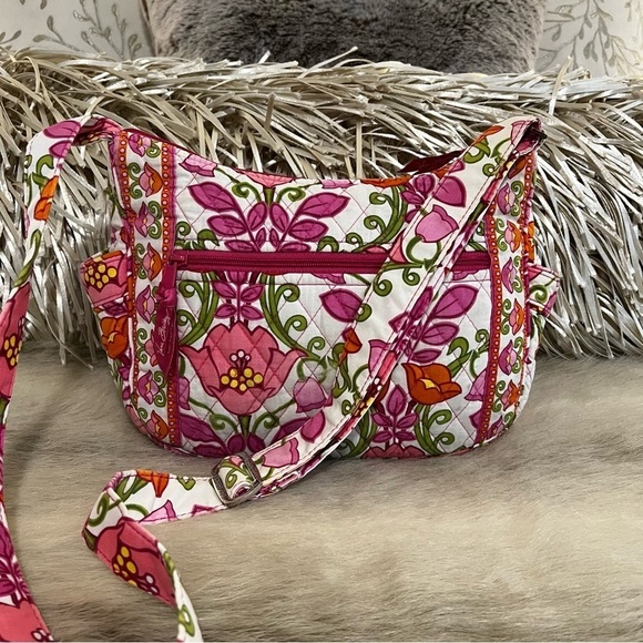 VERA BRADLEY Lilli Bell On The Go Crossbody Pink Green White Tulip Floral 2013 - Picture 6 of 16